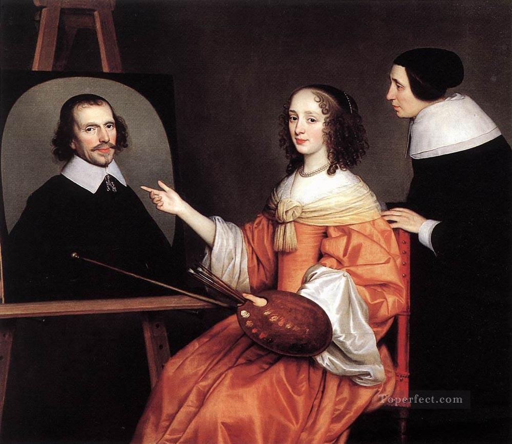 Margareta Maria De Roodere And Her Parents nighttime candlelit Gerard van Honthorst Oil Paintings